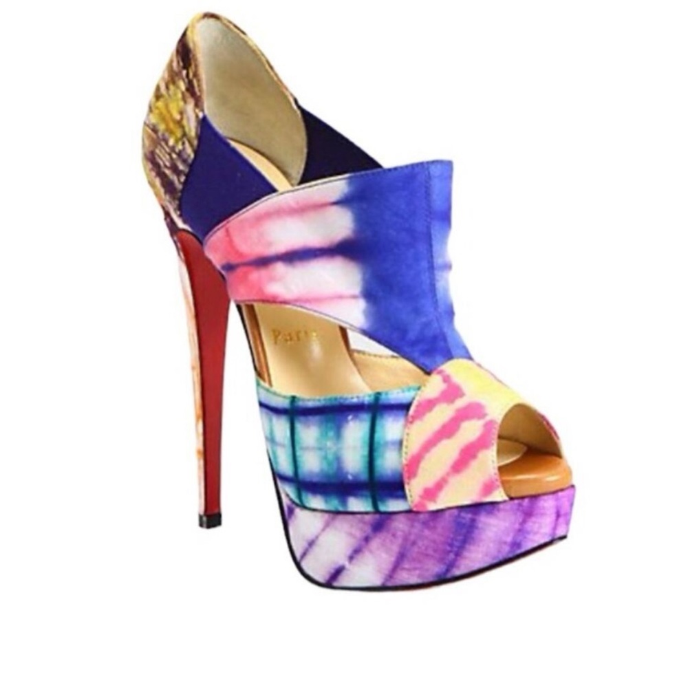 Christian Louboutin Tie-Dye Pitou 150 Bazin Heels Size 37.5 or 7.5.